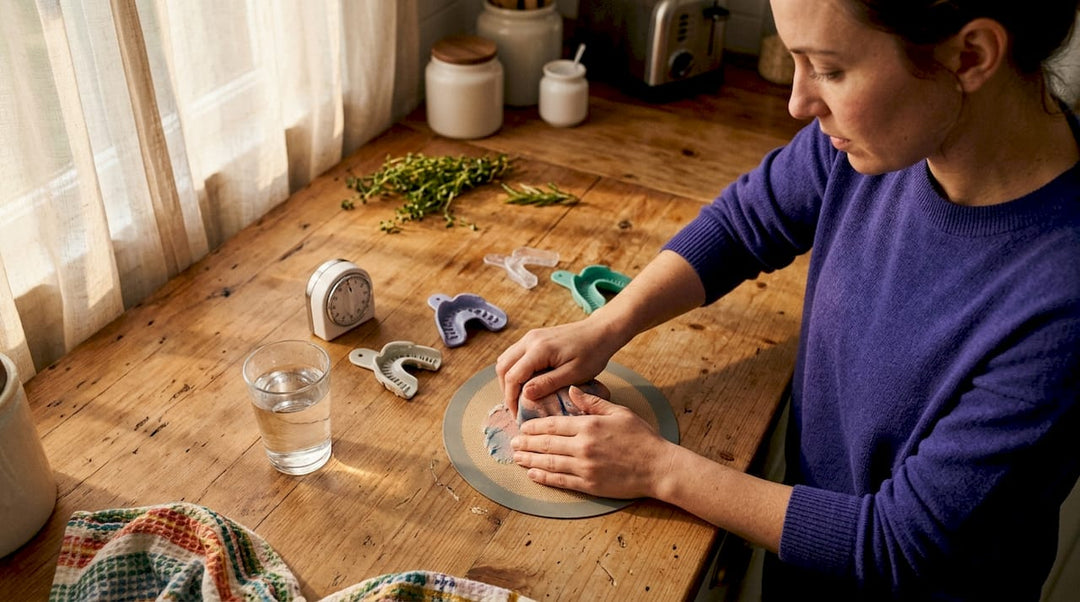 Hands mixing putty for dental impression kit