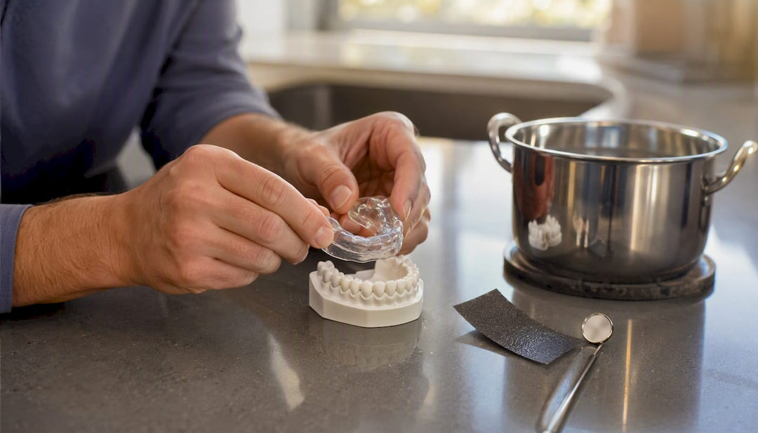 Hands molding boil-and-bite mouth guard
