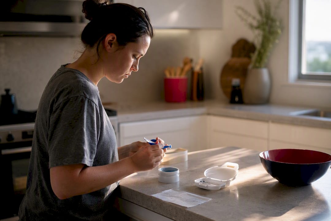 Person molding dental impression at home