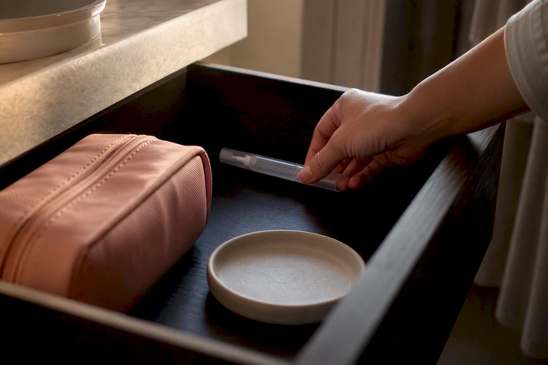 Whitening gel stored in a cool drawer