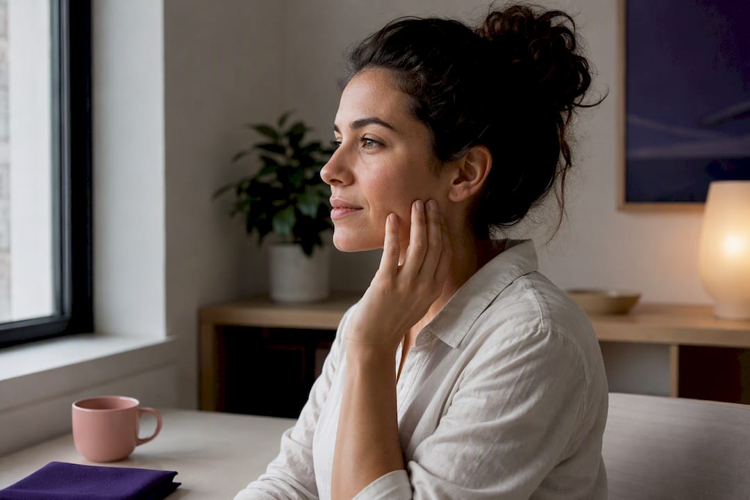Adult consciously relaxing jaw during daytime