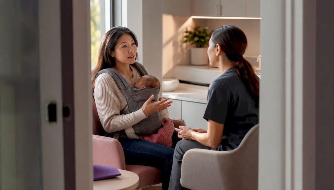 Parent discussing whitening timing during breastfeeding