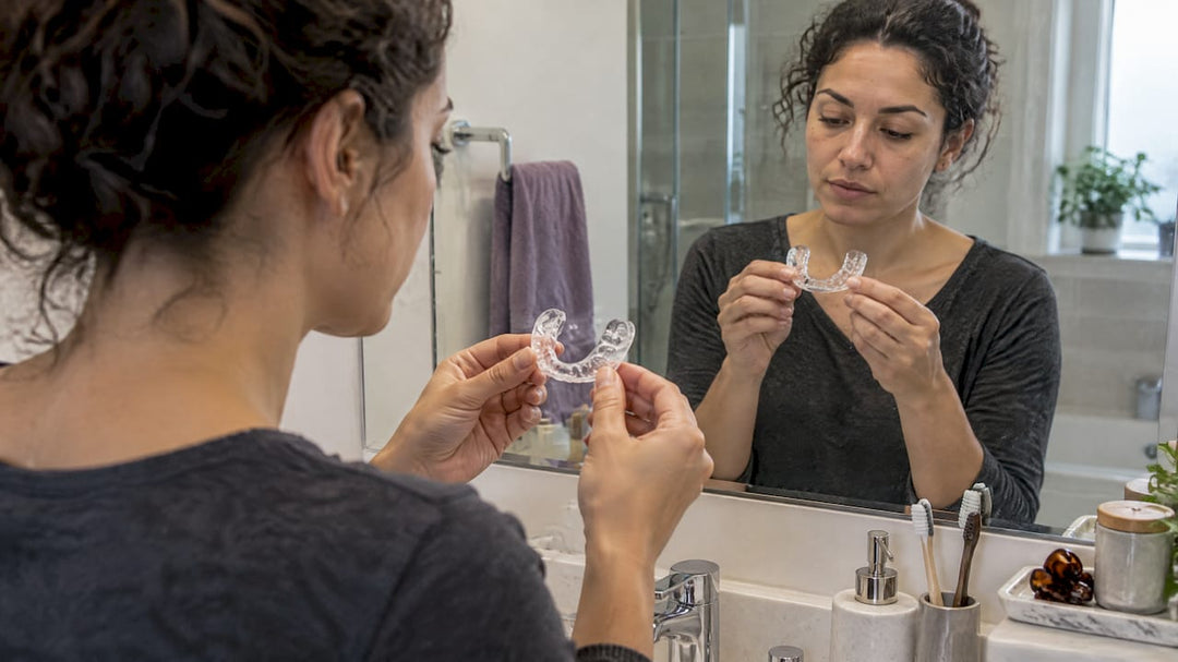 Adult fitting custom whitening trays at home